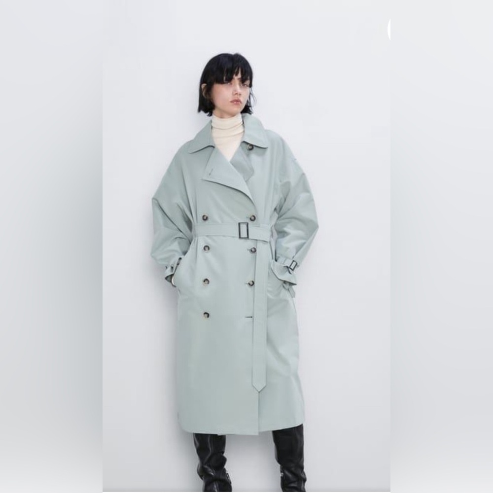 Zara Oversized trench coat- Light sage